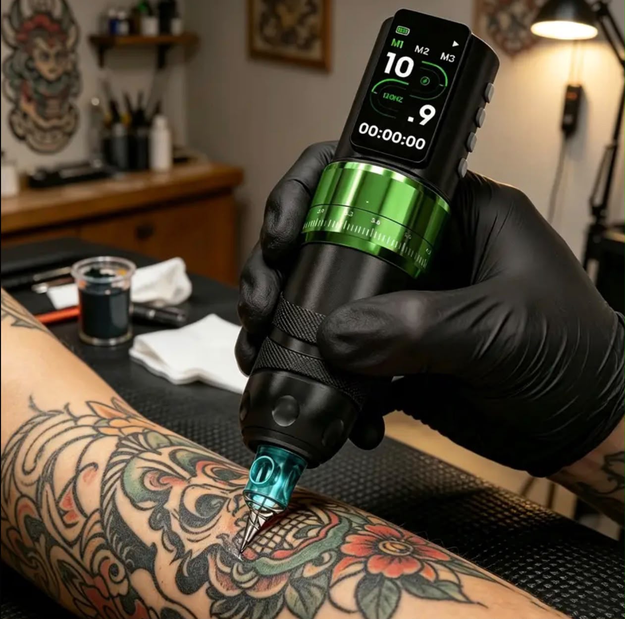 Wireless Tattoo Pen — Green LED 3-Memory