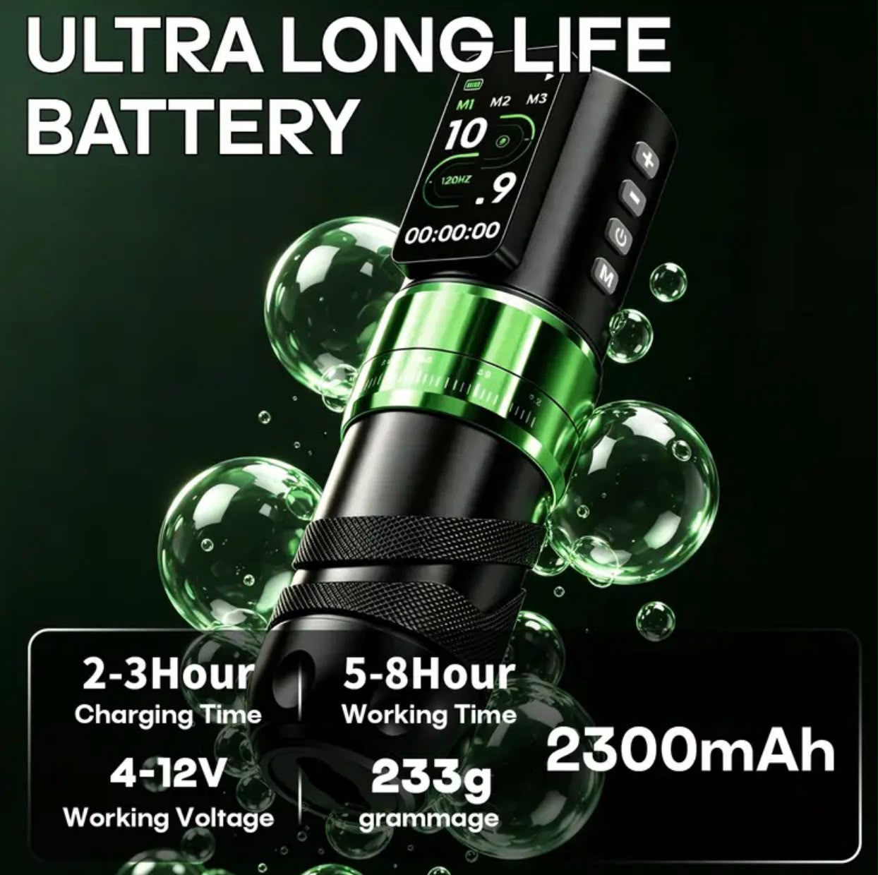 Wireless Tattoo Pen — Green LED 3-Memory