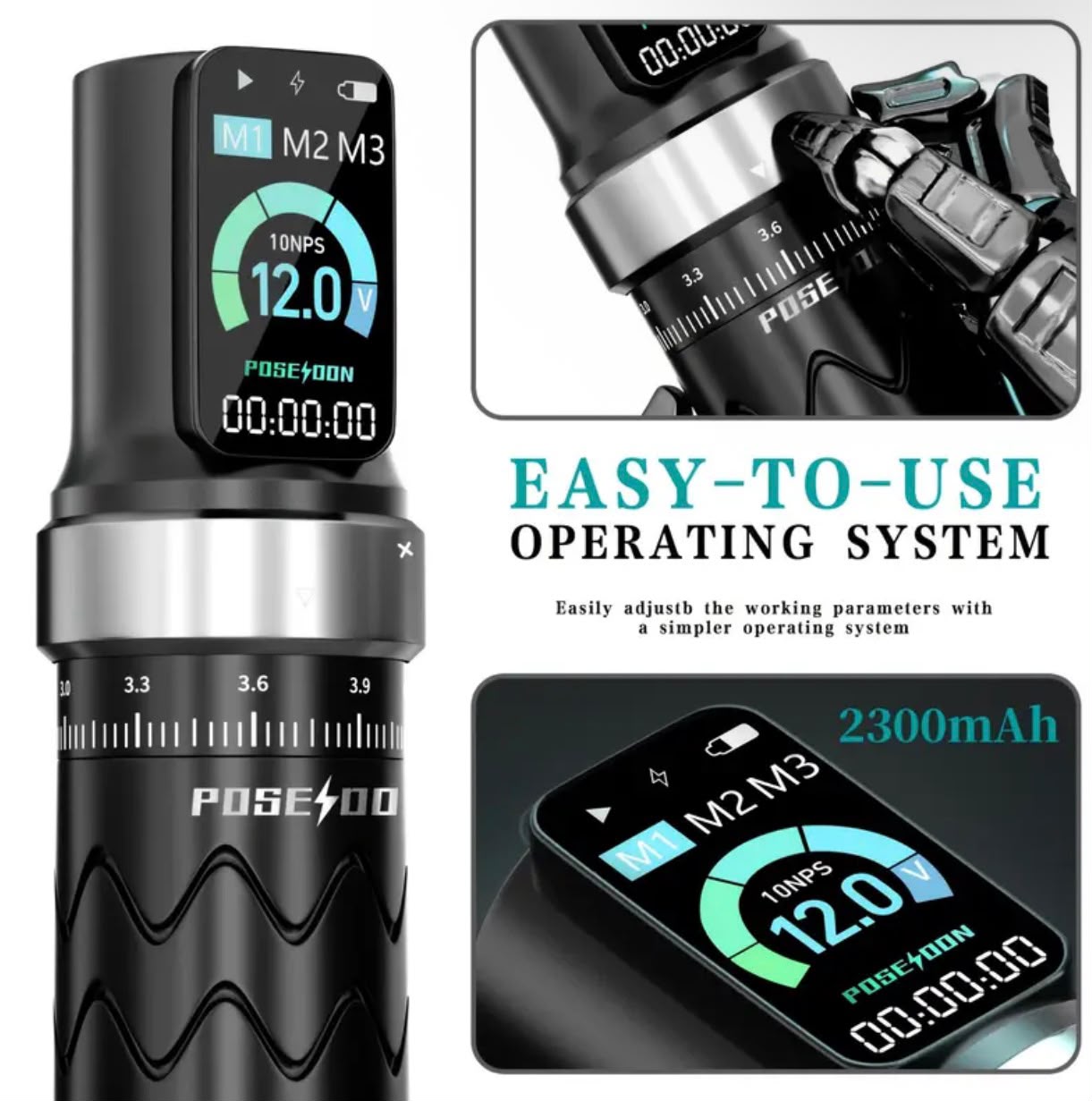 Poseidon Wireless Tattoo Pen — 2300mAh Long Battery